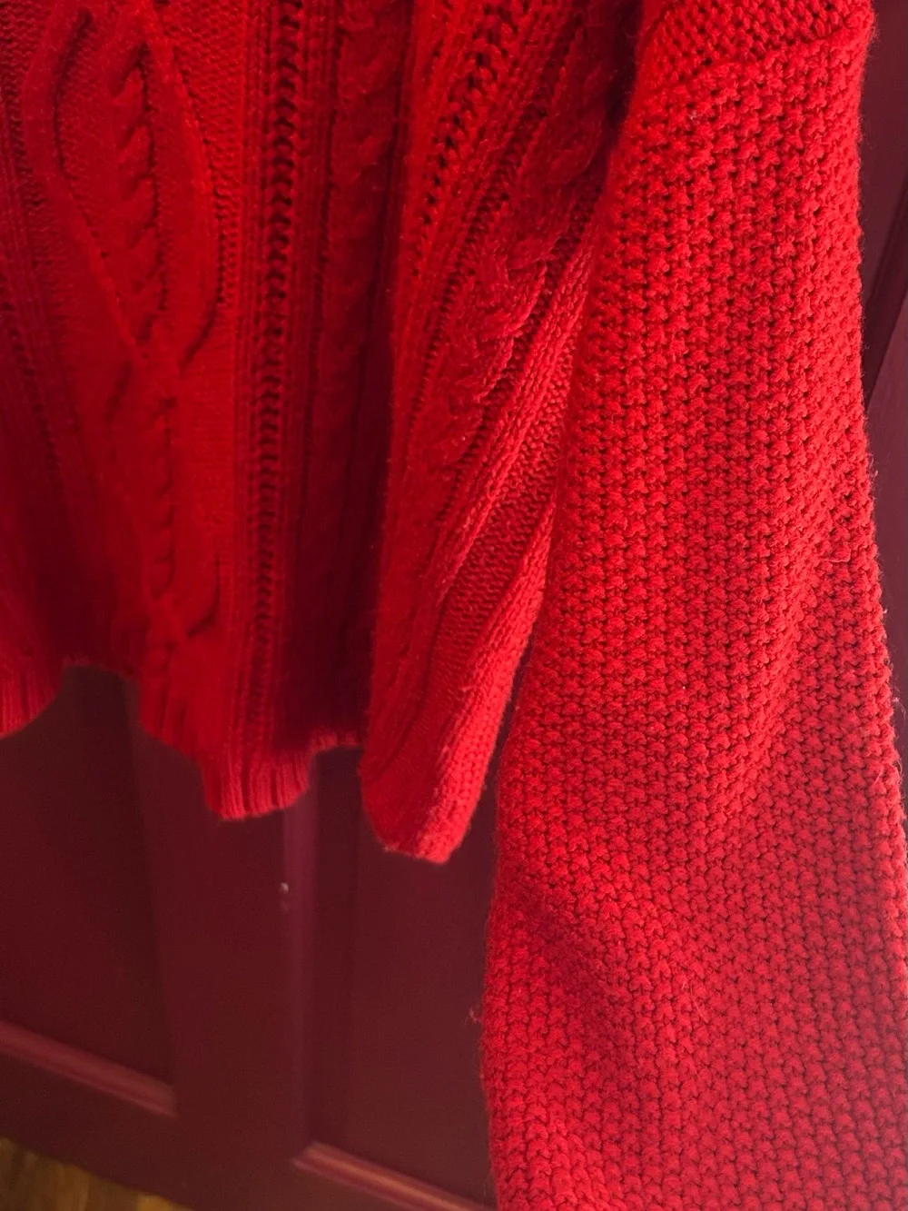 Merona Red Cable-Knit Crewneck Sweater